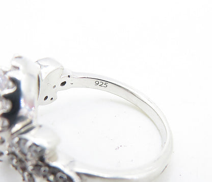 KERMIT 925 Silver  Cubic Zirconia Solitaire With Accents Ring Sz 6  RG7062