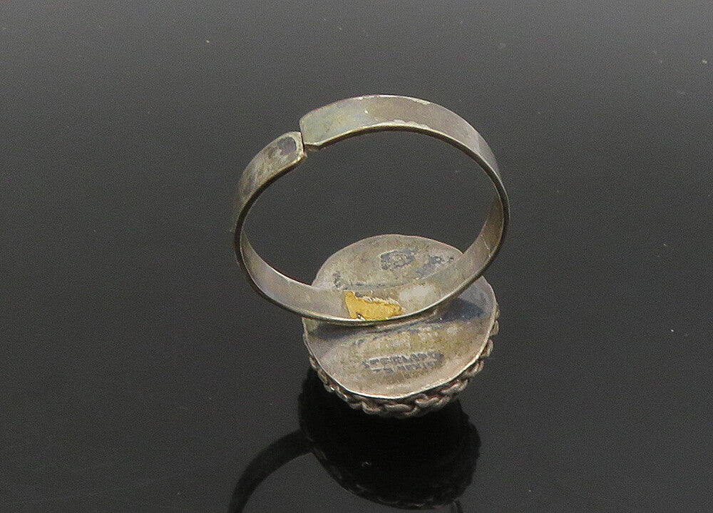 925 Silver   Vintage Tiger's Eye Large Adjustable Cocktail Ring Sz 12  RG23010