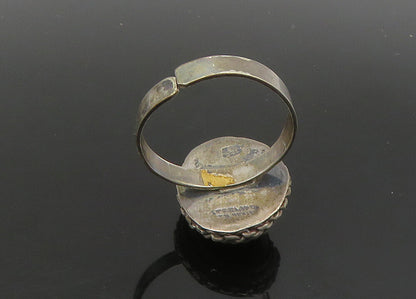 925 Silver   Vintage Tiger's Eye Large Adjustable Cocktail Ring Sz 12  RG23010