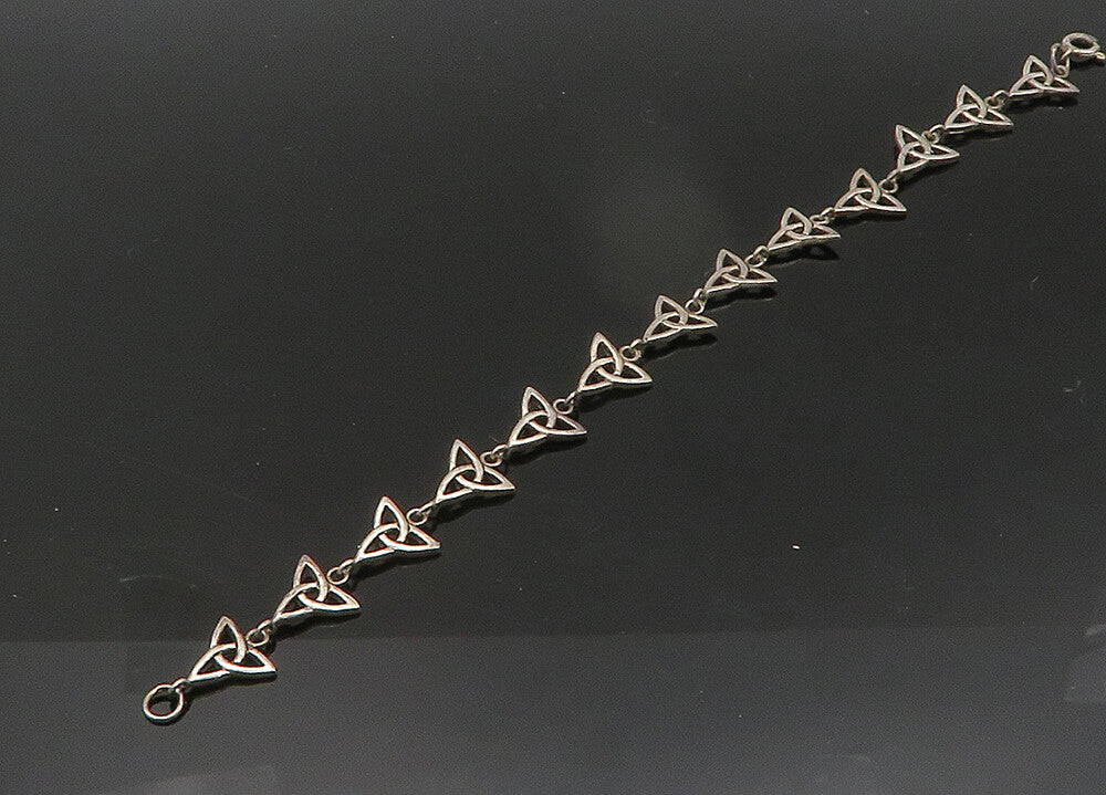 PETER STONE 925 Sterling Silver  Vintage Celtic Knot Chain Bracelet  BT8636