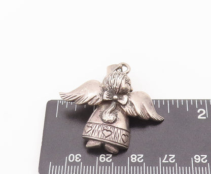 925 Sterling Silver Vintage Pendant Carved Back Facing Flying Angle  PT22656