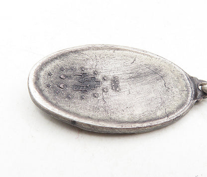 925 Sterling Silver  Vintage Antique Oxidized Religious Figure Pendant  PT6989
