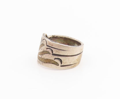 925 Sterling Silver Vintage Ring NAVAJO ZUNI Crushed Gemstone  Sz 6.5  RG33825