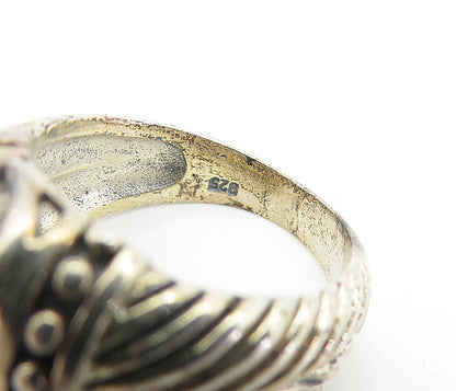 925 Sterling Silver  Vintage Open Swirl Dome Wheat Band Ring Sz 6  RG7502