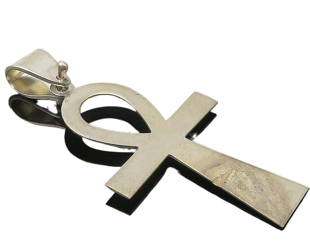 TAHARA 925 Sterling Silver  Vintage Shiny Egyptian Ankh Smooth Pendant  PT8721