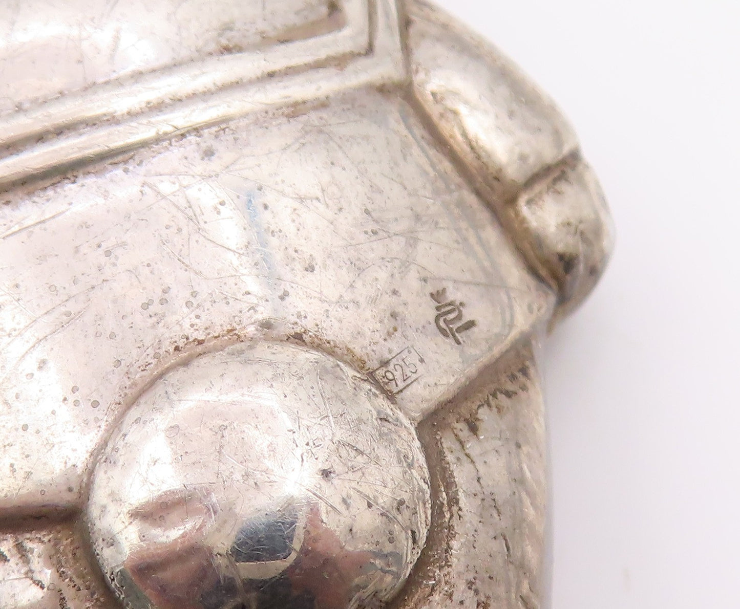925 Sterling Silver Vintage Bracelet Antique Teddy Bear Figure RATTLES  BT11810
