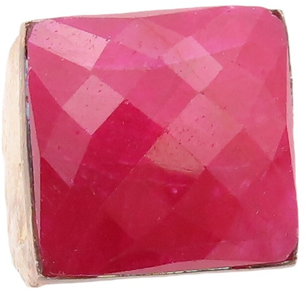 925 Sterling Silver Vintage Ring Real Square Cut Gemstone Inlay  Sz 7 RG30790