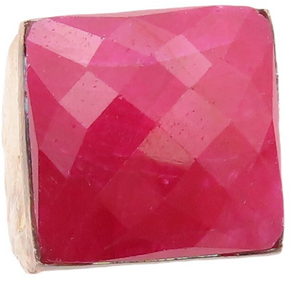 925 Sterling Silver Vintage Ring Real Square Cut Gemstone Inlay  Sz 7 RG30790