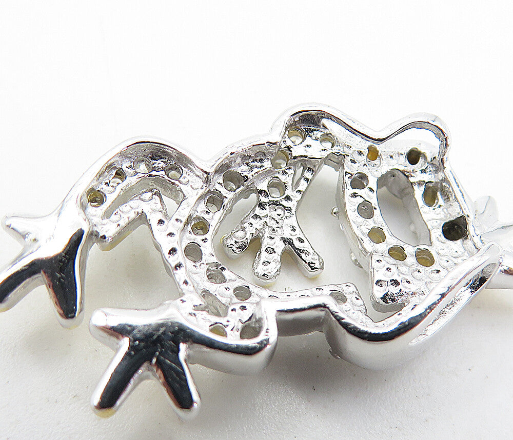 925 Sterling Silver  Shiny Topaz Two Tone Frog Motif Petite Pendant  PT5050