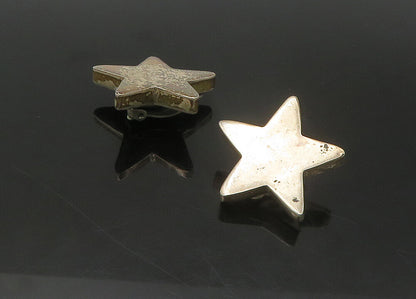 MEXICO 925 Silver  Vintage Dark Tone Hollow Star Non Pierce Earrings  EG10911