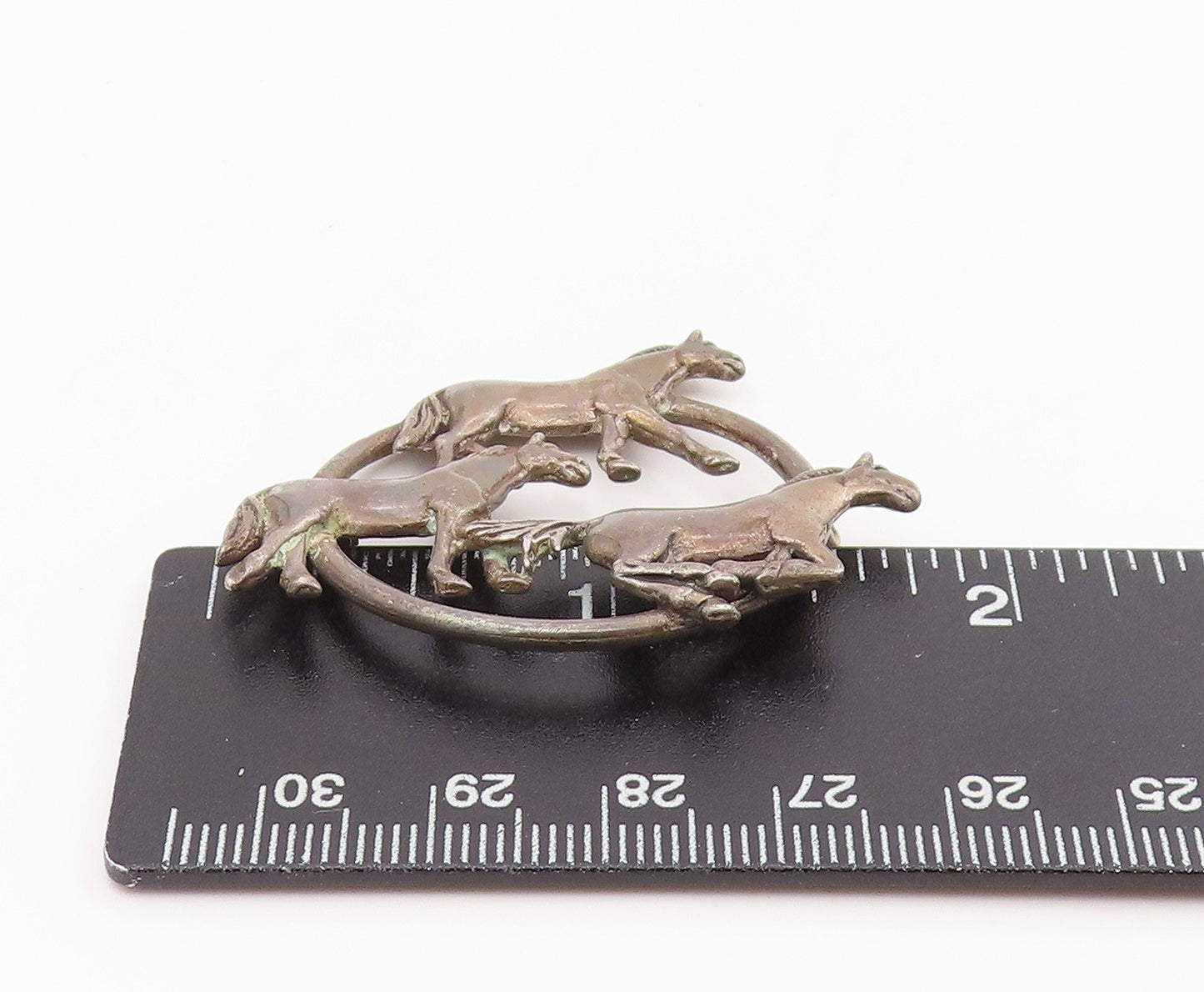 925 Sterling Silver Vintage Brooch Pin HAND & HAMMER Running Horse Trio  BP12180