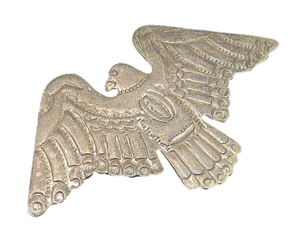 925 Sterling Silver  Vintage Flying Etched Bald Eagle Brooch Pin  BP9428