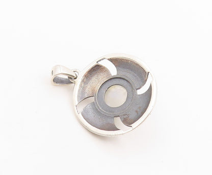 925 Sterling Silver Vintage Pendant Cabochon Moonstone Celtic Medallion  PT26231