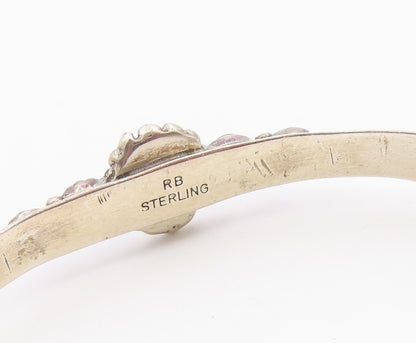 925 Sterling Silver Vintage Bracelet RICHARD BEGAY NAVAJO Multi Gemstone BT12166