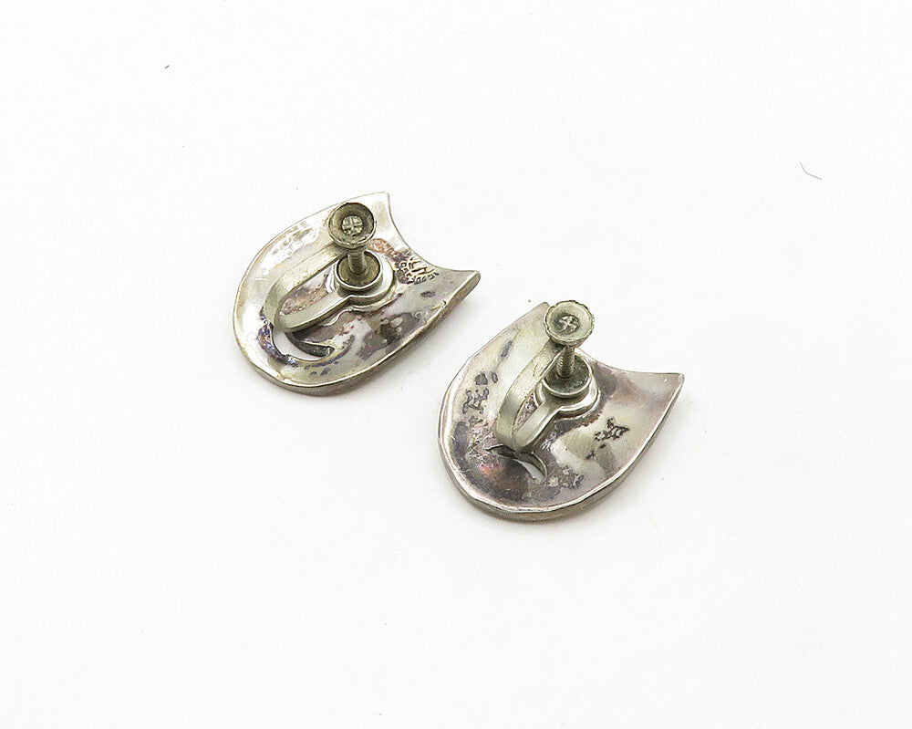 MEXICO 925 Silver  Vintage Drama Theater Masks Non Pierce Earrings  EG9744