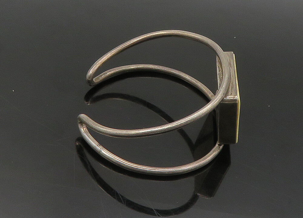925 Sterling Silver  Vintage Carved Detail Dark Tone Cuff Bracelet  BT8967