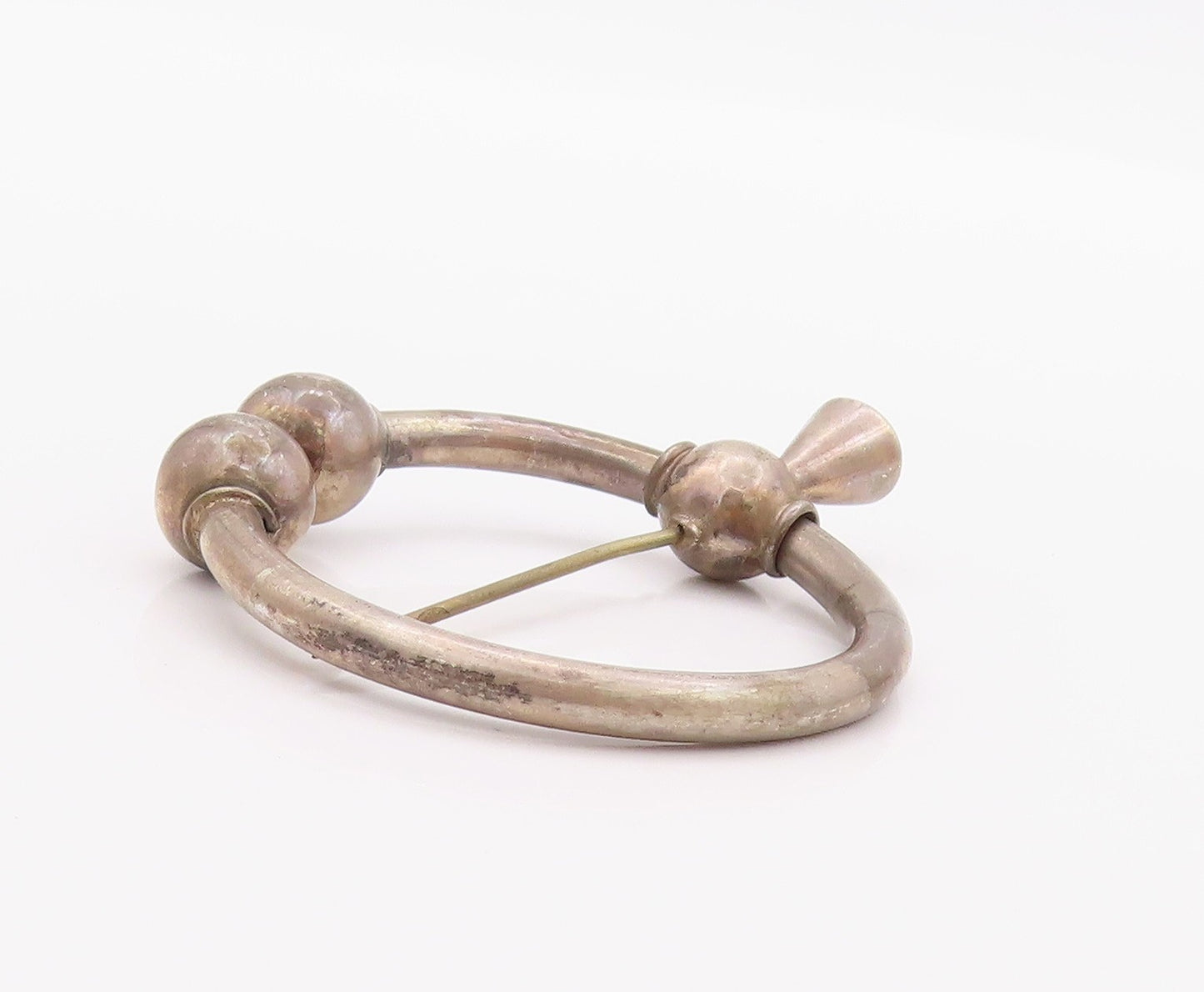 925 Sterling Silver Vintage Key Chain Antique Dark Tone Roman Penannular  TR3935