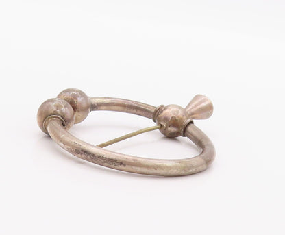 925 Sterling Silver Vintage Key Chain Antique Dark Tone Roman Penannular  TR3935