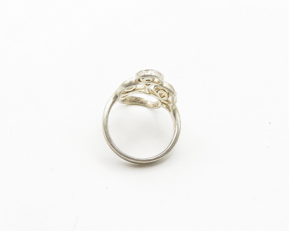 925 Sterling Silver  Vintage Shiny Diamond Cut Spiral Band Ring Sz 8  RG19359