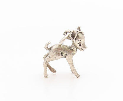925 Sterling Silver Vintage Pendant Miniature Young Fawn Deer Charm  PT26157