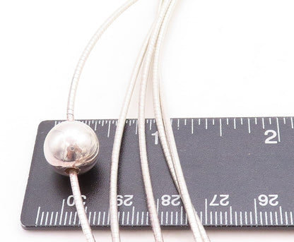 925 Sterling Silver  Vintage Shiny Hollow Spheres Thin Chain Necklace  NE1337