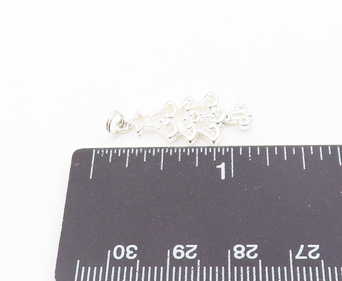 925 Sterling Silver  Vintage Shiny Petite Christmas Tree Pendant  PT18959