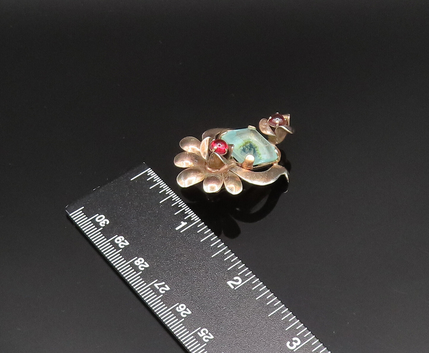 925 Sterling Silver  Vintage Garnet & Blue Topaz Non Pierced Earrings  EG11810