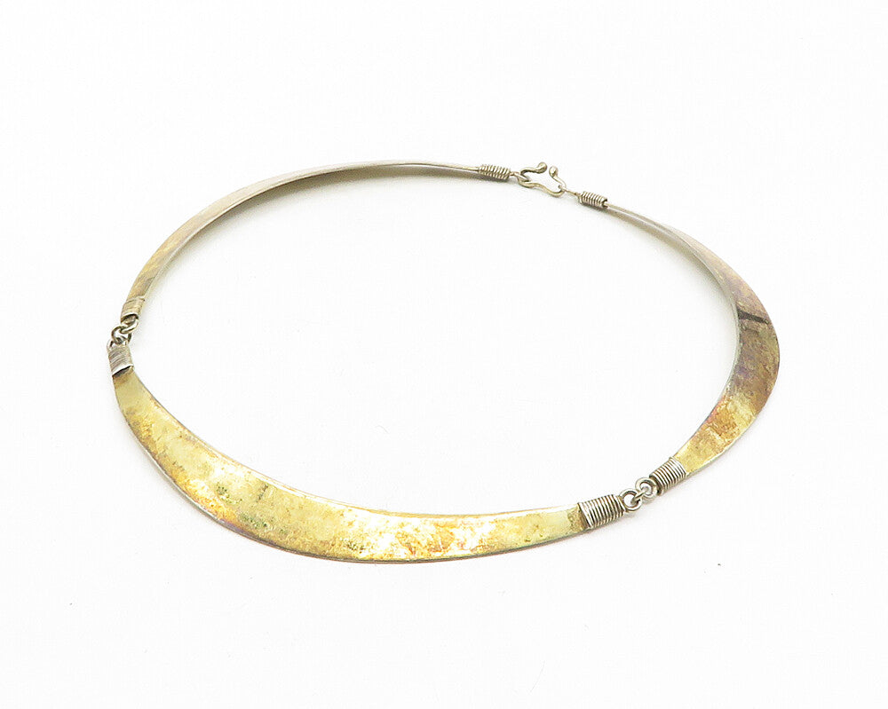 TAN BOGOTA 925 Silver  Vintage Wire Wrapped Curved Bar Chain Necklace  NE1911