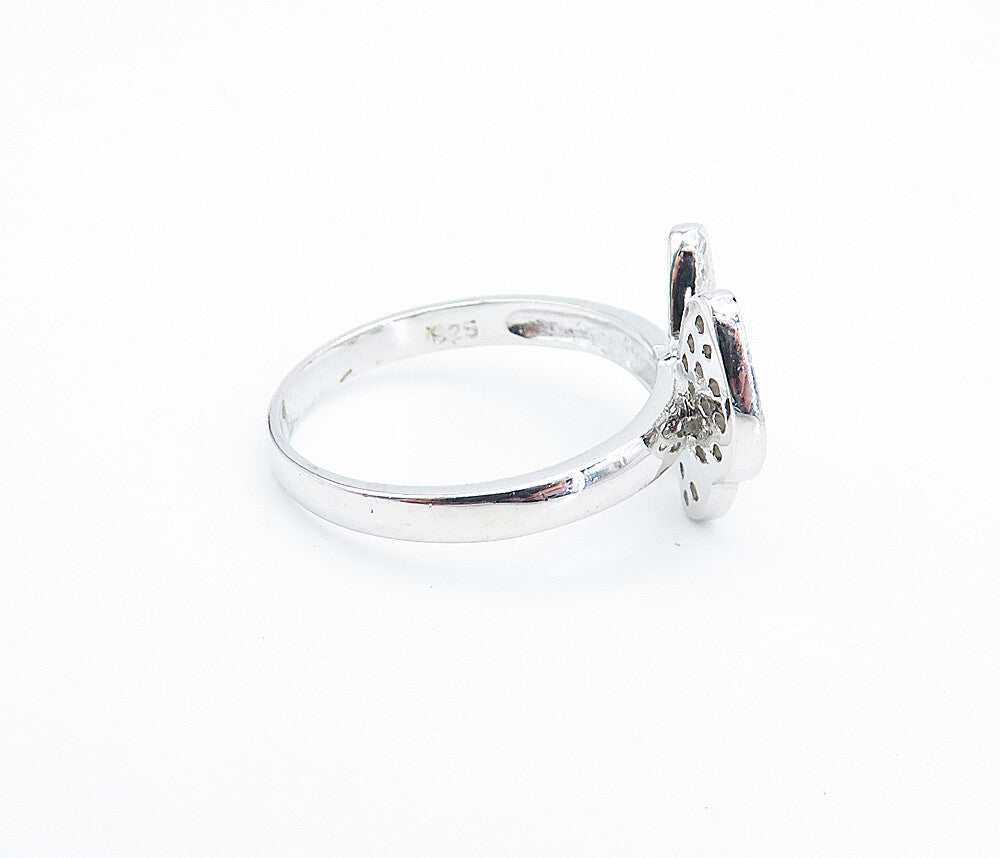 925 Sterling Silver  Cubic Zirconia Butterfly Motif Band Ring Sz 8  RG7276