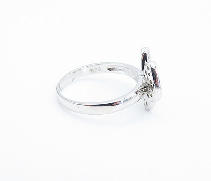 925 Sterling Silver  Cubic Zirconia Butterfly Motif Band Ring Sz 8  RG7276