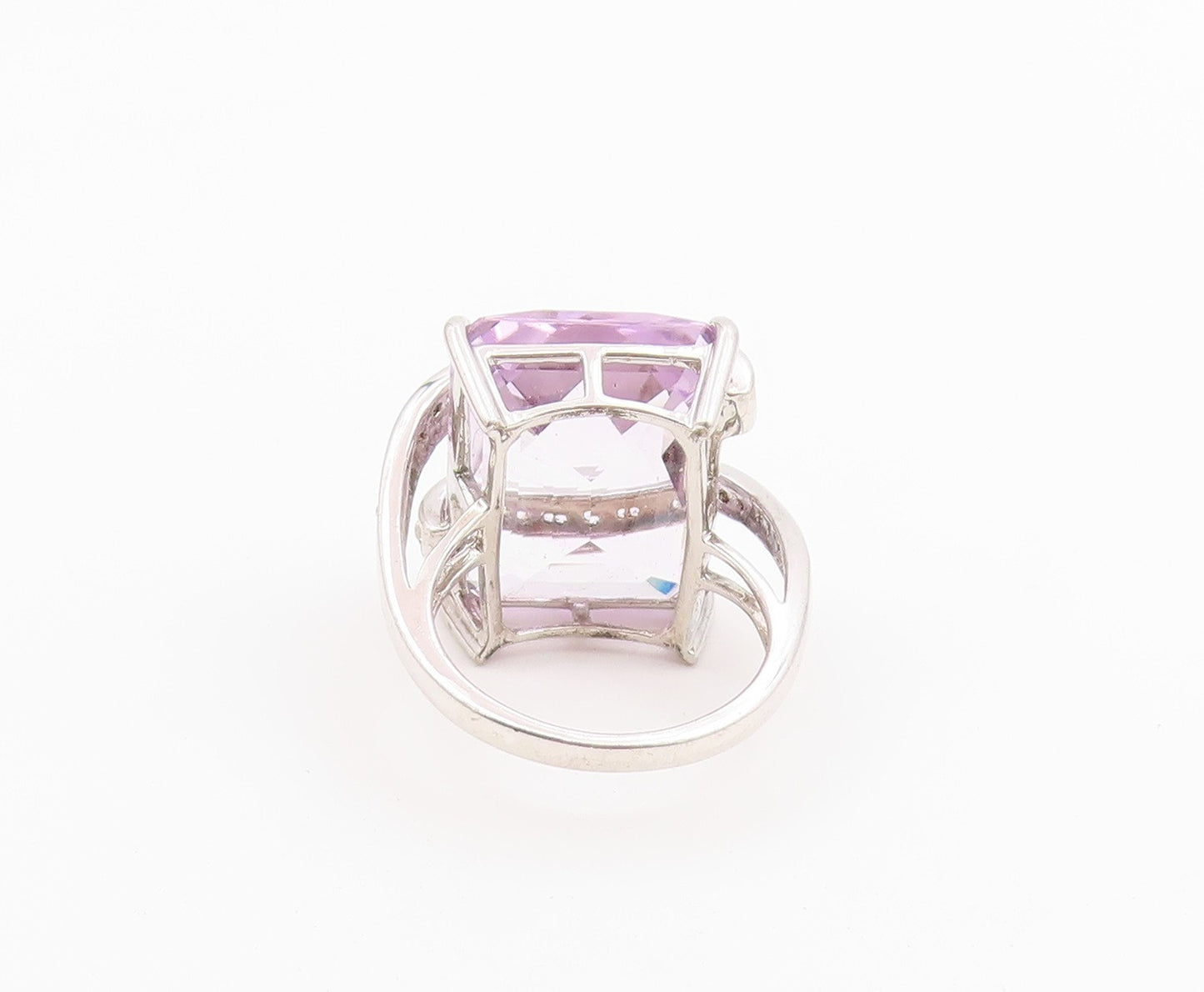 925 Sterling Silver Vintage Ring Faceted Amethyst With CZ Wrap Band Sz 8 RG36482