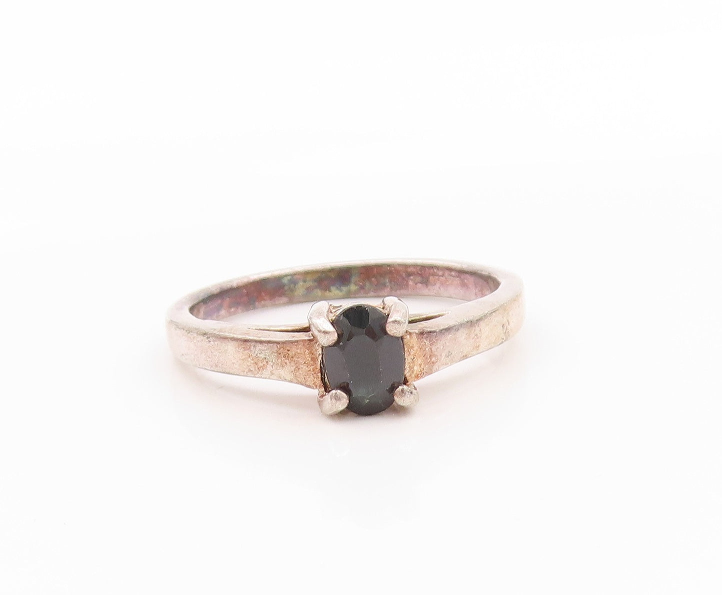925 Sterling Silver Vintage Ring Minimalist Oval Cut Spinel  Sz 8  RG32593