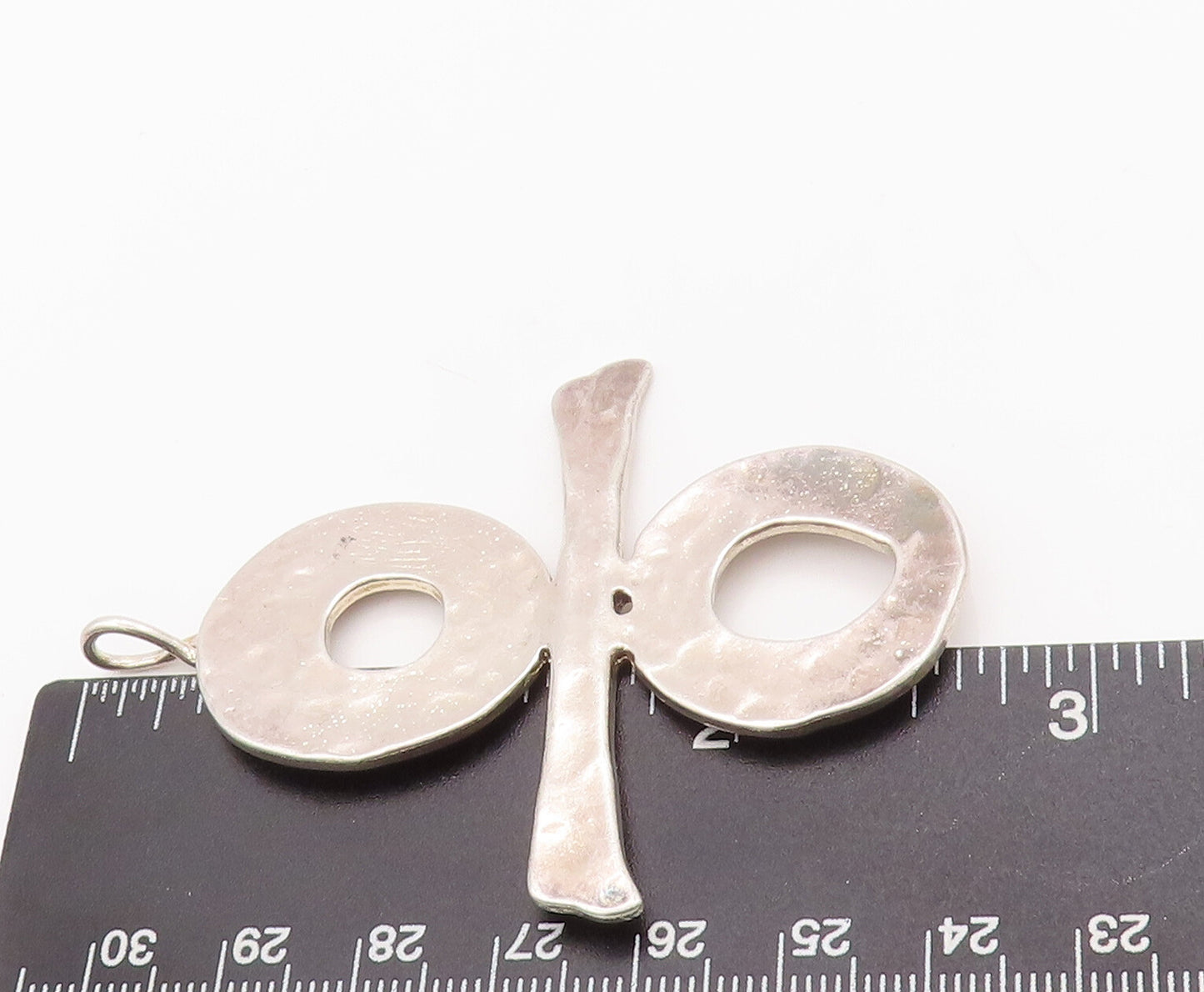 925 Sterling Silver Vintage Pendant RLM STUDIO Carved 2 Rings & Stick  PT23010