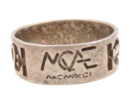 925 Sterling Silver Vintage Ring MCMXCI Memento Cutout Band  Sz 10.5  RG34416
