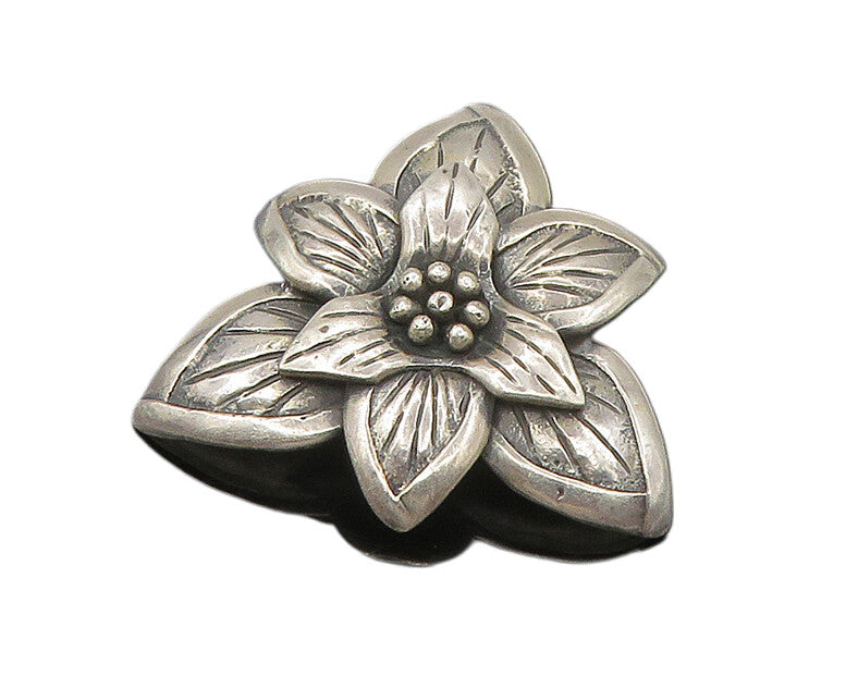 G.R.A.S. 925 Sterling Silver  Vintage Shiny Flower Motif Brooch Pin  BP7035