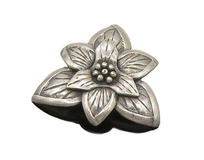G.R.A.S. 925 Sterling Silver  Vintage Shiny Flower Motif Brooch Pin  BP7035