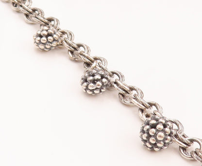 925 Sterling Silver Vintage Necklace MICHAEL DAWKINS Beaded Beads & Rings NE4263