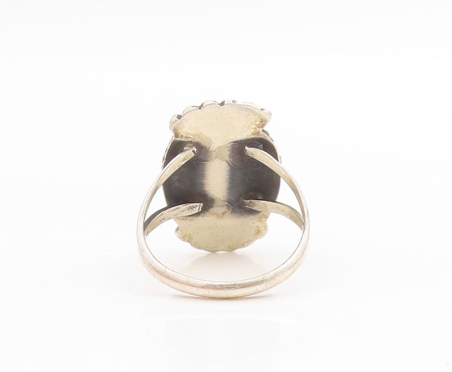 925 Sterling Silver Vintage Ring NAVAJO Moonstone Split Band  Sz 6.5  RG34019