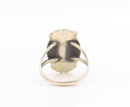 925 Sterling Silver Vintage Ring NAVAJO Moonstone Split Band  Sz 6.5  RG34019