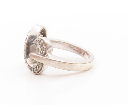 925 Sterling Silver Vintage Ring Real Diamonds Love Heart Knot  Sz 6.5  RG33735