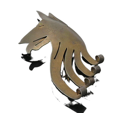 925 Sterling Silver  Vintage Modernist Dog's Head Smooth Brooch Pin  BP7158