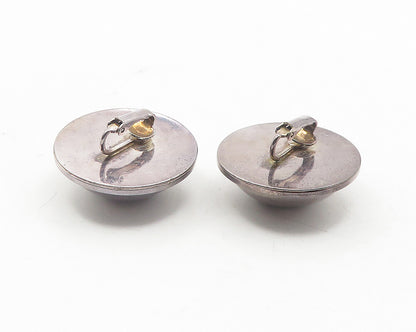 925 Sterling Silver  Vintage Dark Tone Hollow Dome Non Pierce Earrings  EG6234