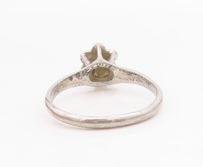 925 Sterling Silver Vintage Ring UNCAS Round Topaz Inlay Flower  Sz 7  RG31703