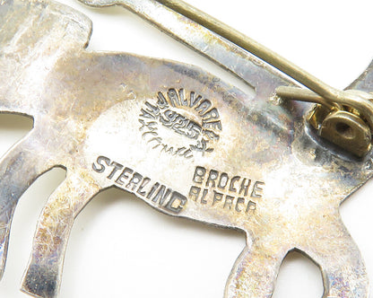 MEXICO 925 Sterling Silver  Vintage Donkey Carriage Etched Brooch Pin  BP5587