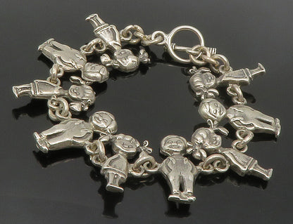 925 Sterling Silver  Vintage Boys & Girls Children Link Chain Bracelet  BT5211
