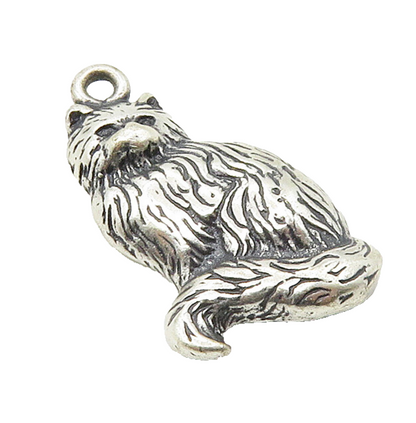 925 Sterling Silver  Vintage Shiny Sitting Cat Animal Motif Pendant  PT12722