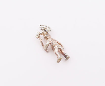 925 Sterling Silver  Vintage Petite Man With Axe Drop Pendant  PT18950