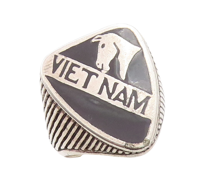 925 Sterling Silver Vintage Ring G&S Vietnam Horse Enameled  Sz 13.5  RG31317