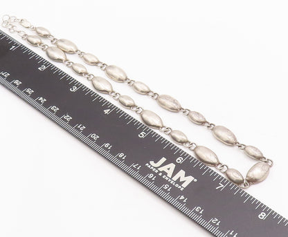 925 Sterling Silver Vintage Necklace Solid Oval Multi Shape Domed Linked  NE4291