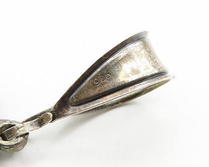 925 Sterling Silver  Vintage Shiny Diamond Cut Dragon Motif Pendant  PT15509